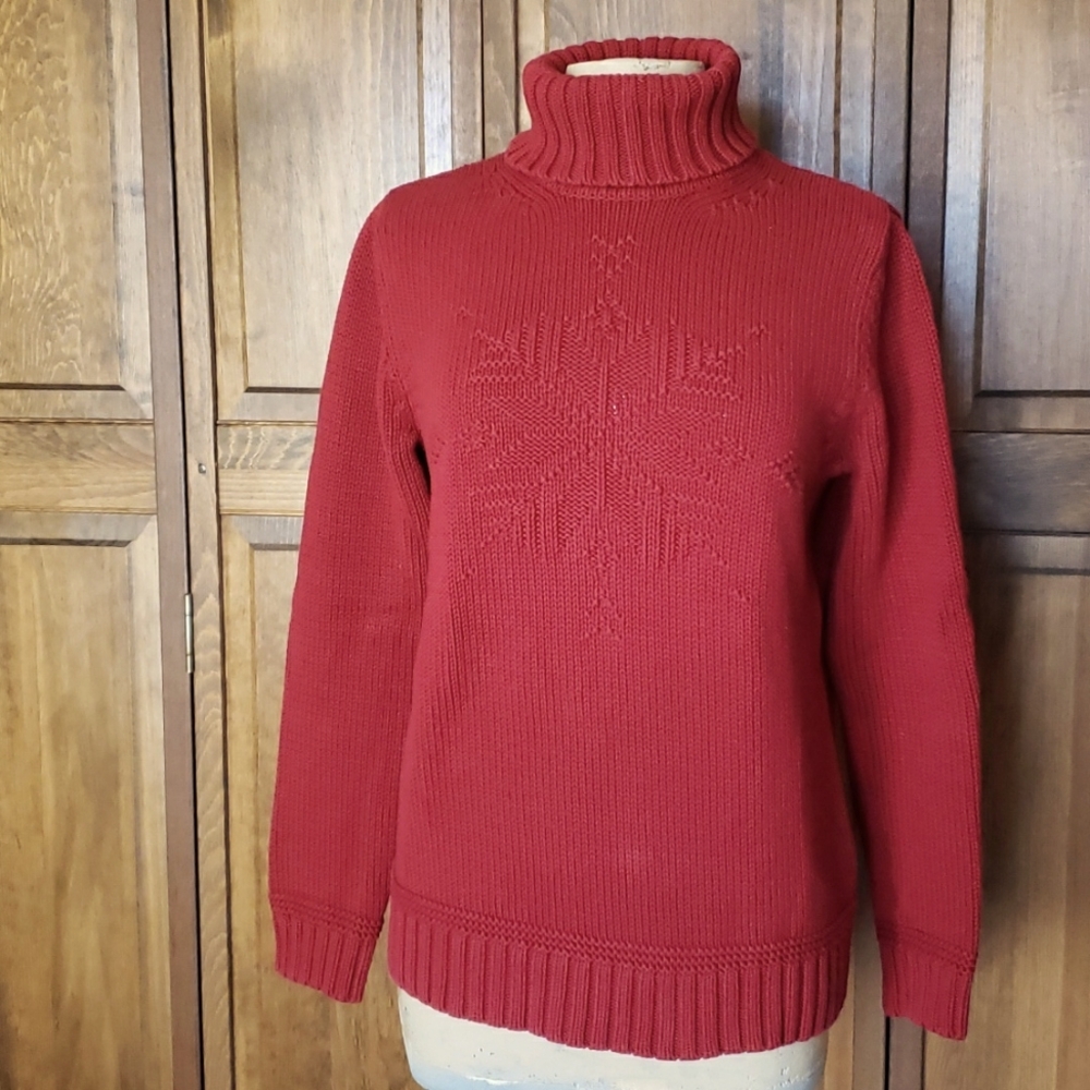Lauren Ralph Lauren Women's Red Snowflake Sweater Sz S
